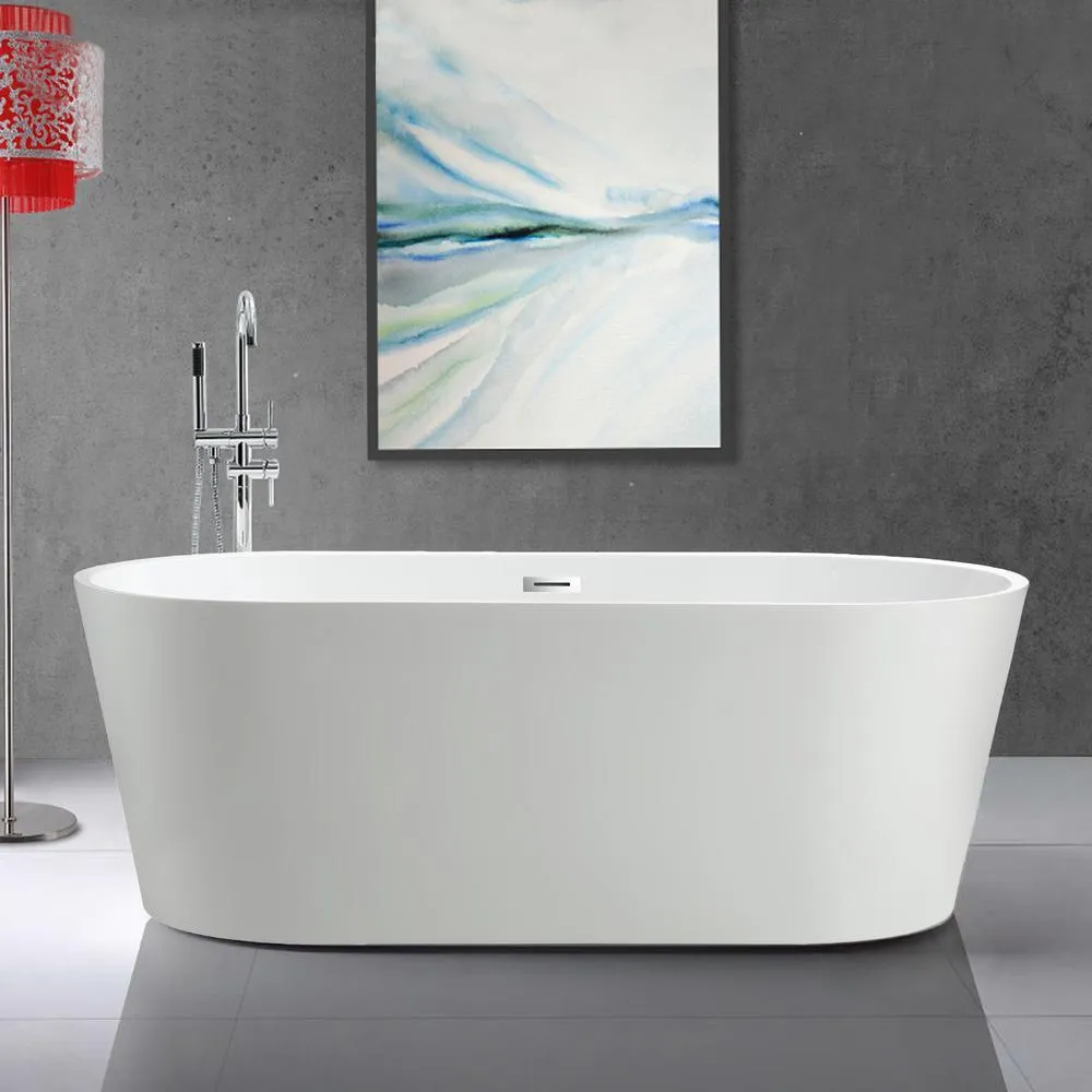 Bordeaux 59 in. Acrylic Flatbottom Freestanding Bathtub in White, photo 8 of 10