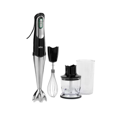MultiQuick 7 MQ725 SmartSpeed Black Stainless Steel Immersion Hand Blender with Chopper