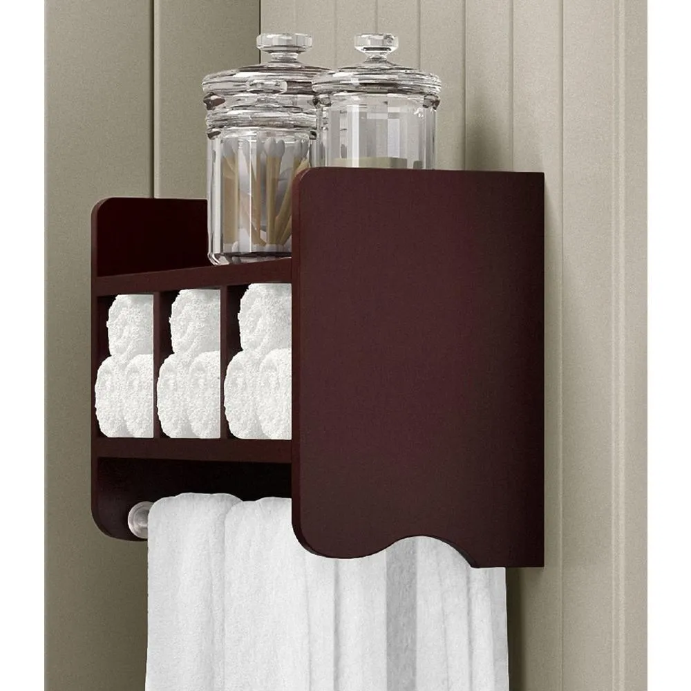 Alaterre Furniture 25 in. W Bath Storage Shelf with Towel Rod in Espresso, photo 2 of 6