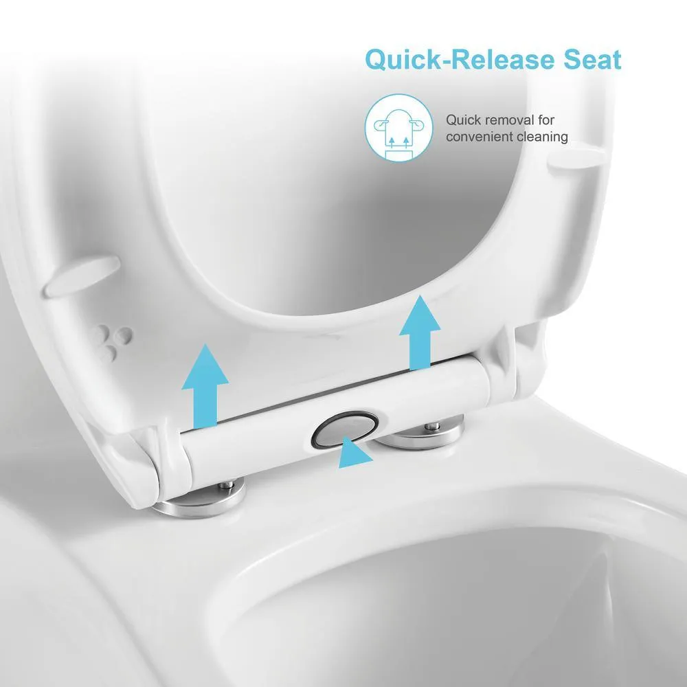 1-Piece 1.1 GPF /1.6 GPF Dual Flush High Efficiency Elongated Toilet in White Seat Included, photo 10 of 10