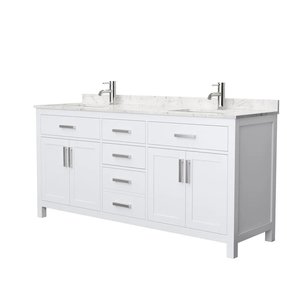 Beckett 72 in. W x 22 in. D Double Bath Vanity in Dark Gray with Cultured Marble Vanity Top in White with White Basins, photo 15 of 54