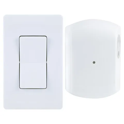 Wireless Remote Wall Switch Light Control with Grounded Outlet Receiver