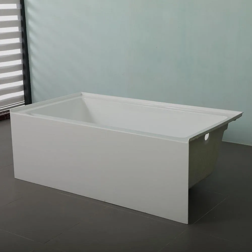 CASAINC 59.76 in. Left-Hand Acrylic Center Drain Rectangular Alcove Bathtub in White, photo 8 of 8
