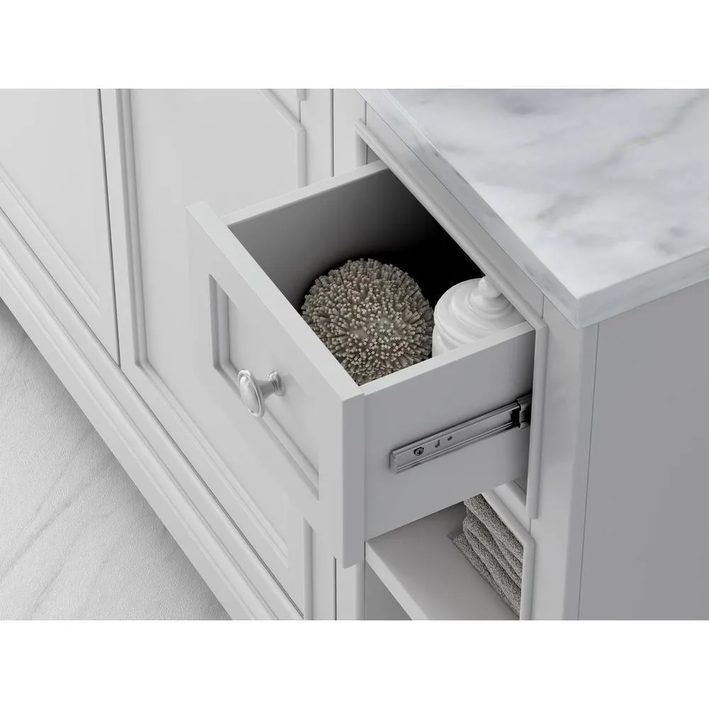 Mornington 54 in. W x 21 in. D Single Bath Vanity in White with Marble Vanity Top in White with White Sink, photo 6 of 8