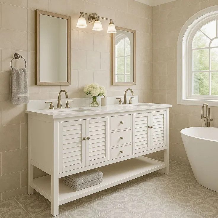 Home Decorators Collection Grace 72-Inch Double Sink Bathroom Vanity in White with Cultured Marble Top, photo 2 of 3