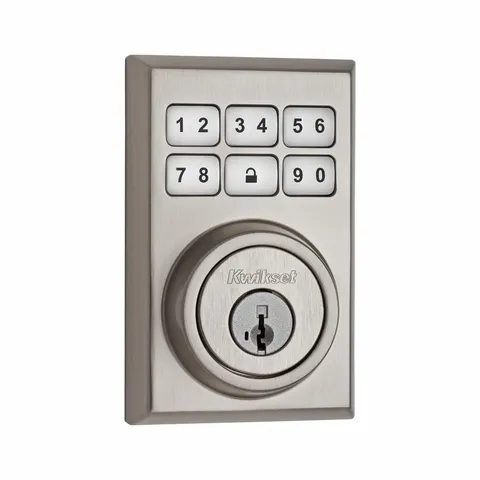 Z-Wave SmartCode 910 Contemporary Satin Nickel Single Cylinder Electronic Deadbolt Featuring SmartKey Security