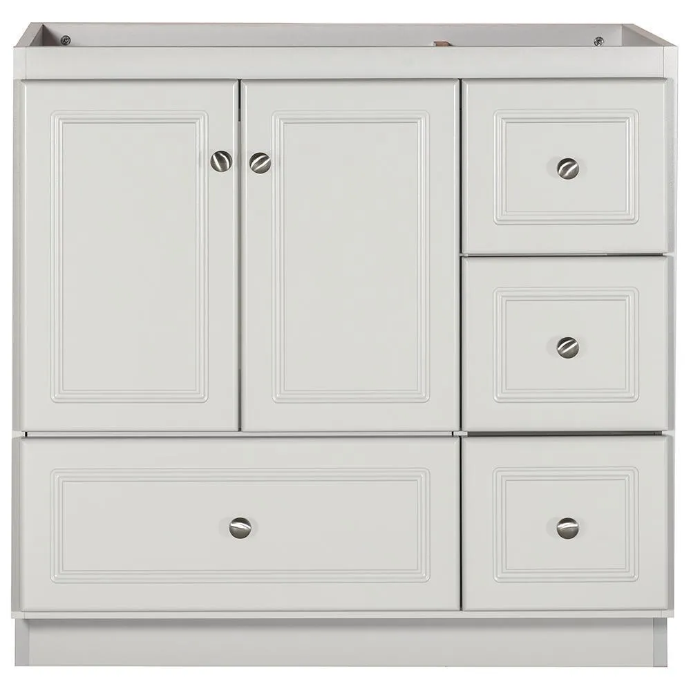 Ultraline 36 in. W x 21 in. D x 34.5 in. H Vanity with Right Drawers Cabinet Only in Natural Alder, photo 10 of 14
