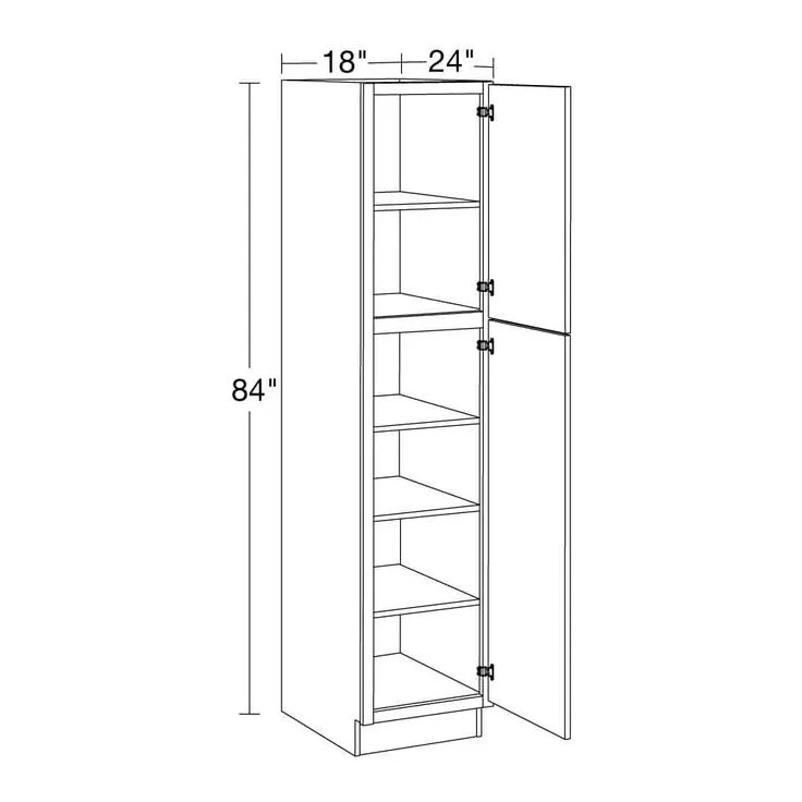 Home Decorators Collection Washington Vesper White Plywood Shaker Assembled Utility Pantry Kitchen Cabinet Soft Close R 18 in W x 24 in D x 84 in H, photo 6 of 7