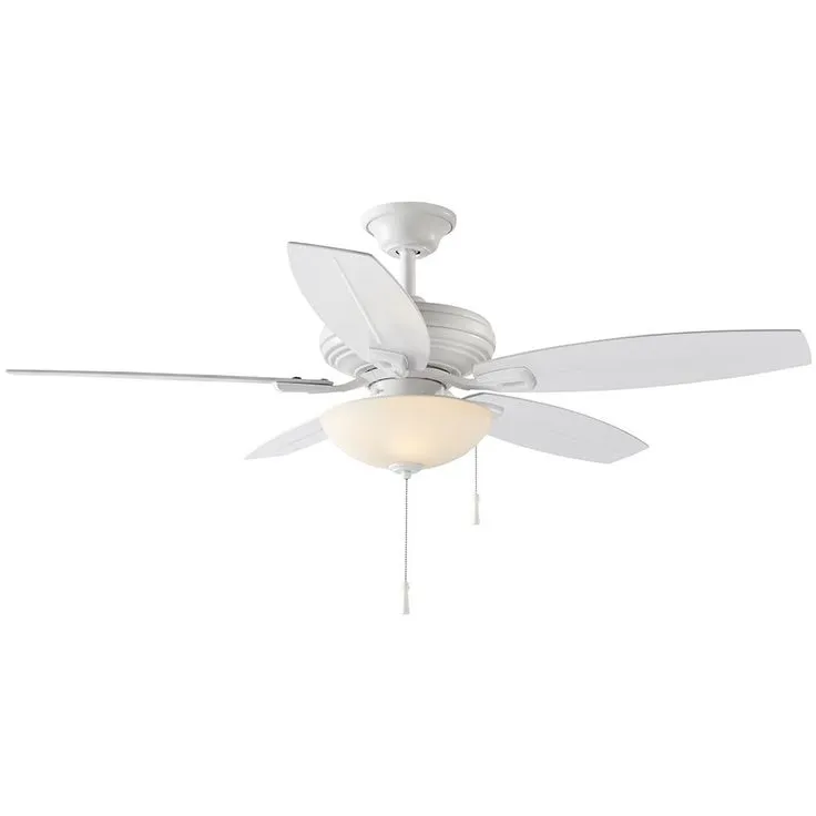 North Pond 52 in. LED Outdoor Matte White Ceiling Fan with Light, photo 7 of 11