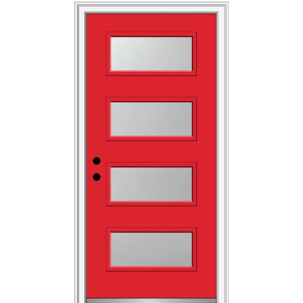 MMI Door 36 in. x 80 in. Celeste Left-Hand Inswing 4-Lite Frosted Glass Painted Steel Prehung Front Door on 6-9/16 in. Frame, photo 48 of 52