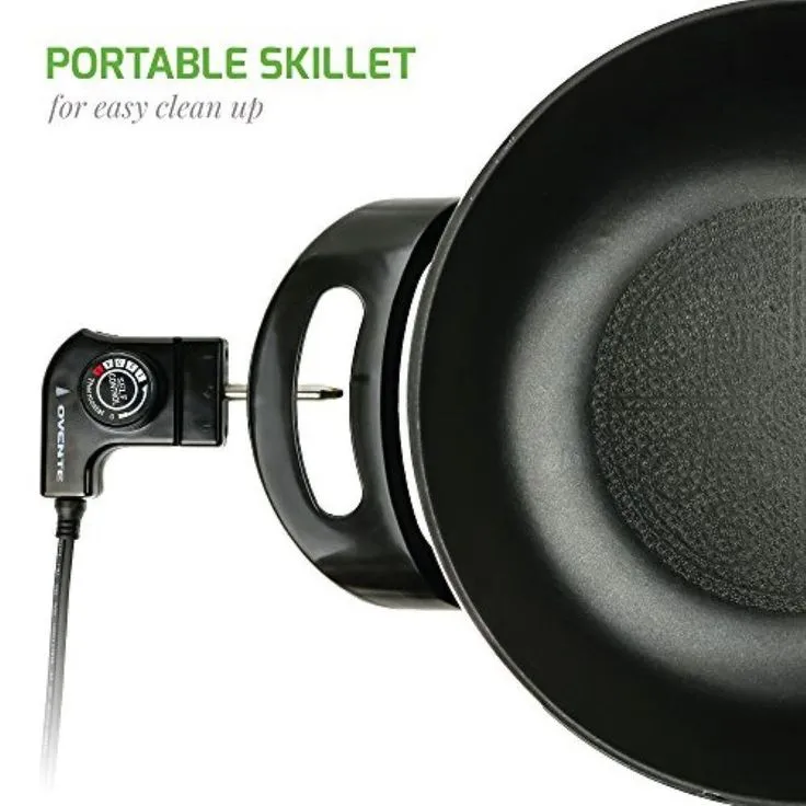 13 In. Black Non-Stick Electric Skillet with Aluminum Body Adjustable Temperature Controller Tempered Glass Cover, photo 4 of 10
