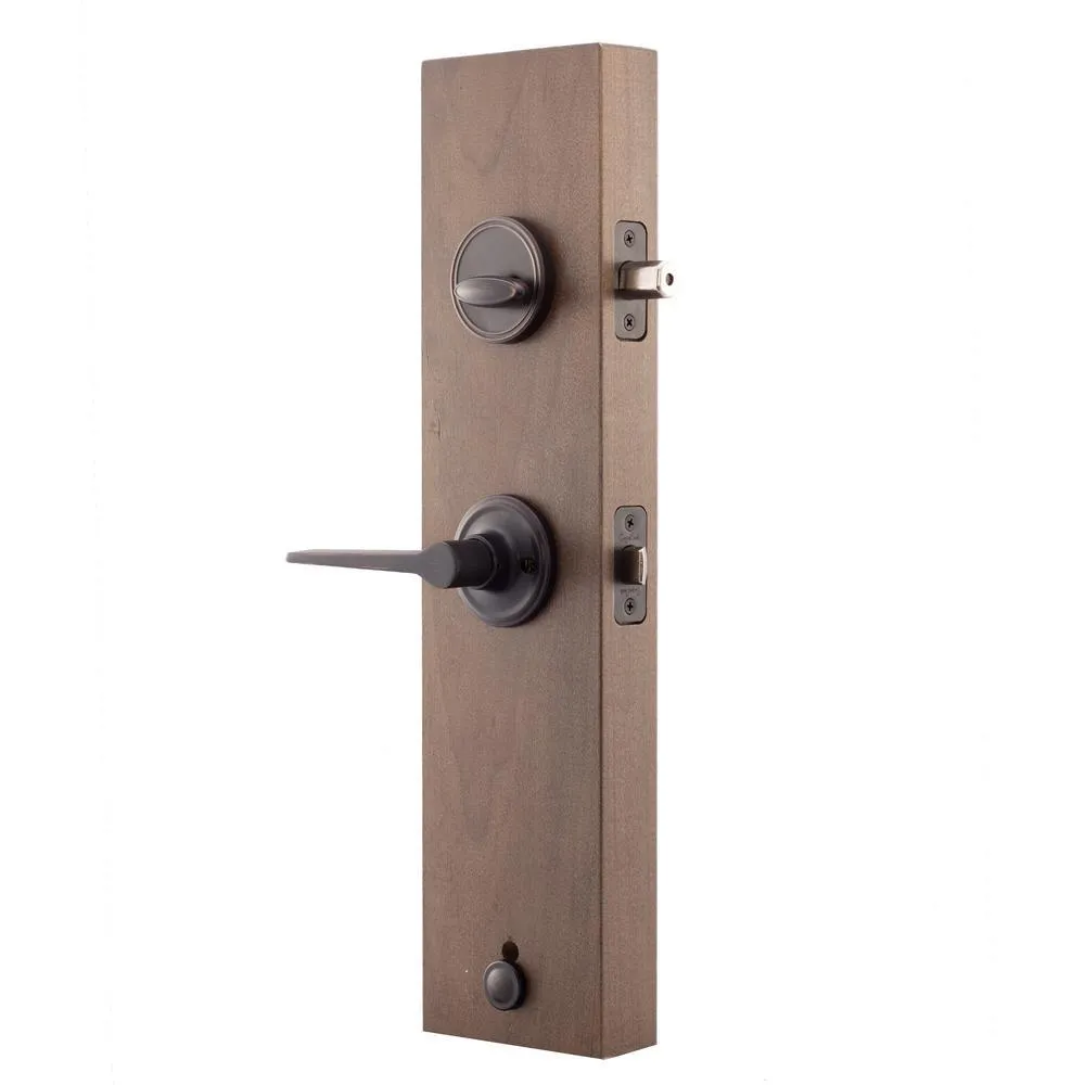 Mid Century Modern Tuscan Bronze Door Handleset with Contemporary Lever Trim, photo 4 of 5