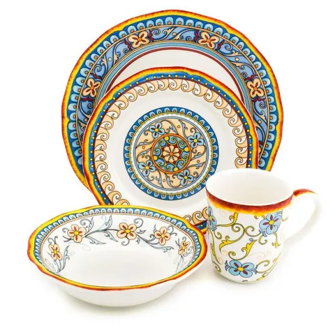 Duomo 16-Piece Patterned Multicolor/Italian Design Stoneware Dinnerware Set