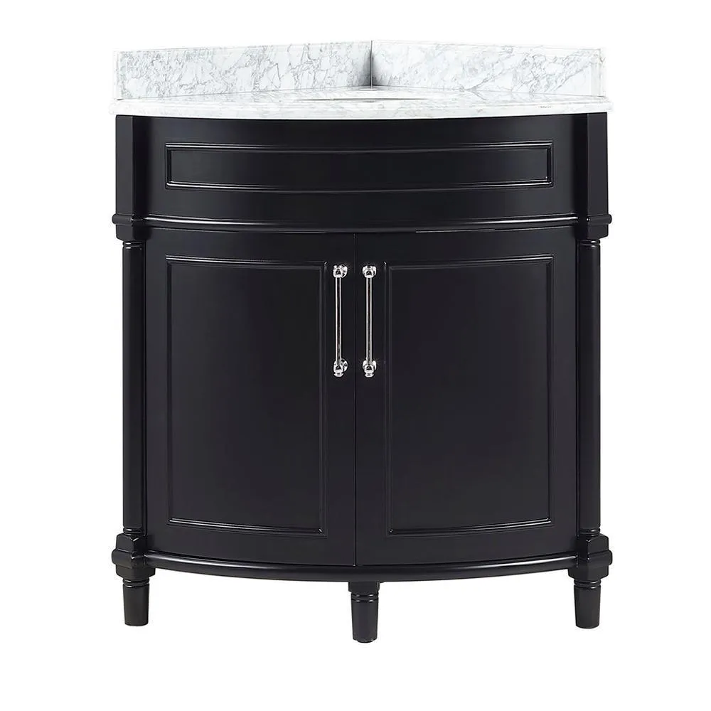 Aberdeen 36 in. W x 22 in. D Single Bath Vanity in White with Carrara Marble Top with White Sink, photo 7 of 27
