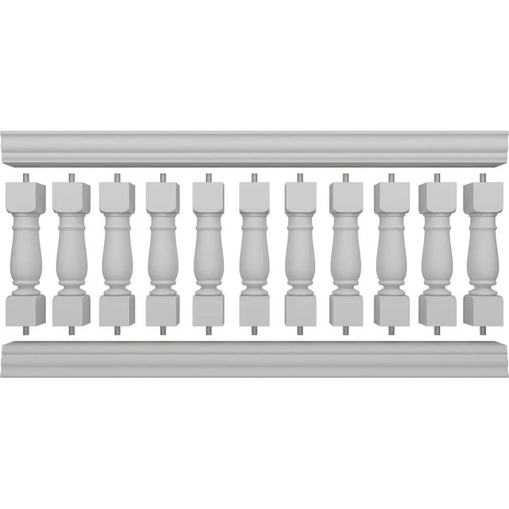 Ekena Millwork Fiberthane Oxford Balustrade 84 in. L x 38 in. H Fiberglass Railing Kit, photo 5 of 6