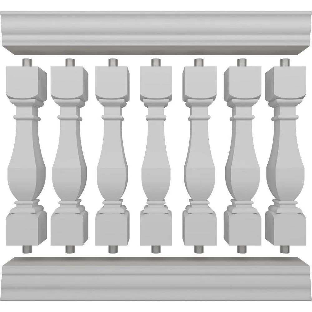 Ekena Millwork Fiberthane Arcadian Balustrade 48 in. L x 42 in. H Fiberglass Railing Kit, photo 5 of 6