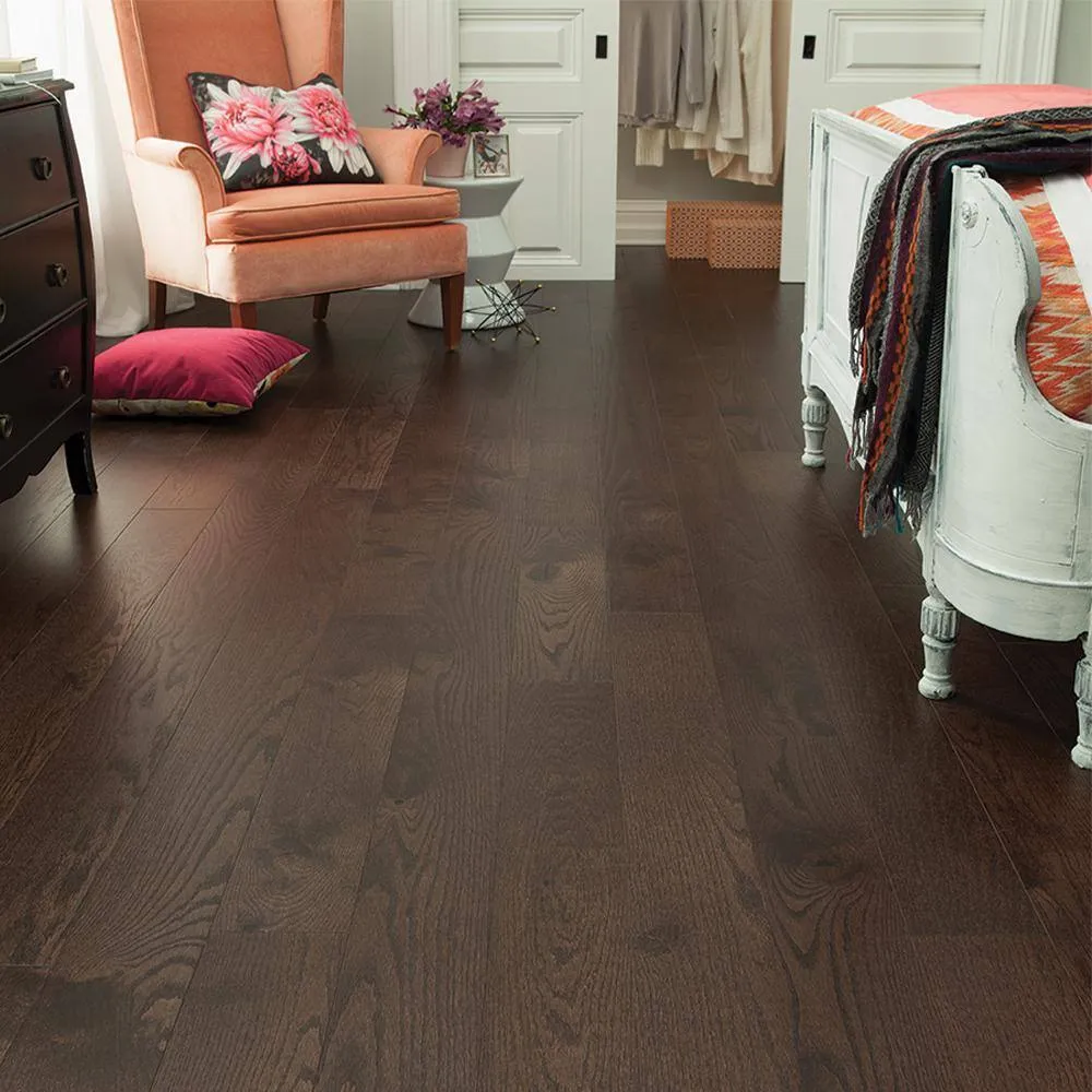 Blue Ridge Hardwood Flooring Espresso Red Oak 3/8 in. T x 5 in. W Tongue and Groove Wire Brushed Engineered Hardwood Flooring (24.5 sq. ft./Case), photo 6 of 6