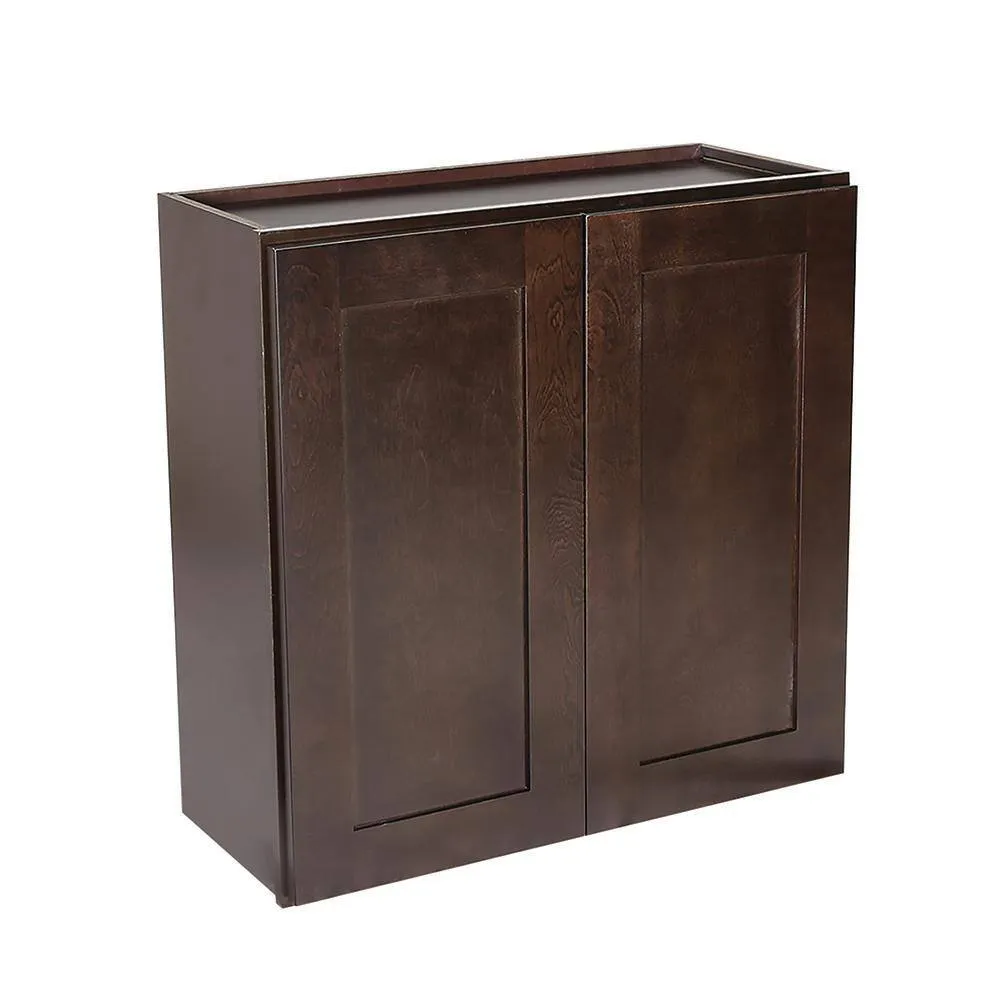 Design House Brookings Solid Wood Ready to Assemble Shaker 24 in. x 36 in. x 12 in. 2 Door Wall Kitchen Cabinet in Espresso, photo 6 of 15