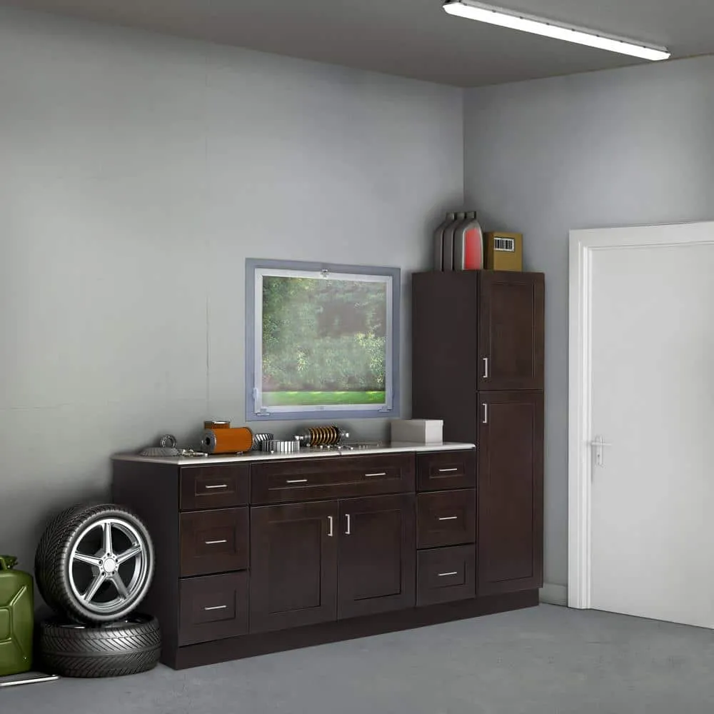 Design House Brookings Solid Wood Ready to Assemble Shaker 24 in. x 36 in. x 12 in. 2 Door Wall Kitchen Cabinet in Espresso, photo 4 of 15