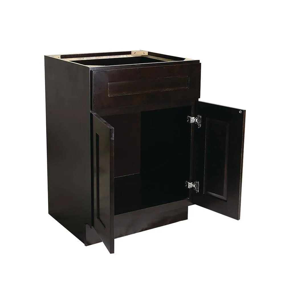 Design House Brookings Solid Wood Ready to Assemble Shaker 24 in. x 34.5 in. x 24 in. 2 Door 1Drawer Base Kitchen Cabinet in Espresso, photo 10 of 15