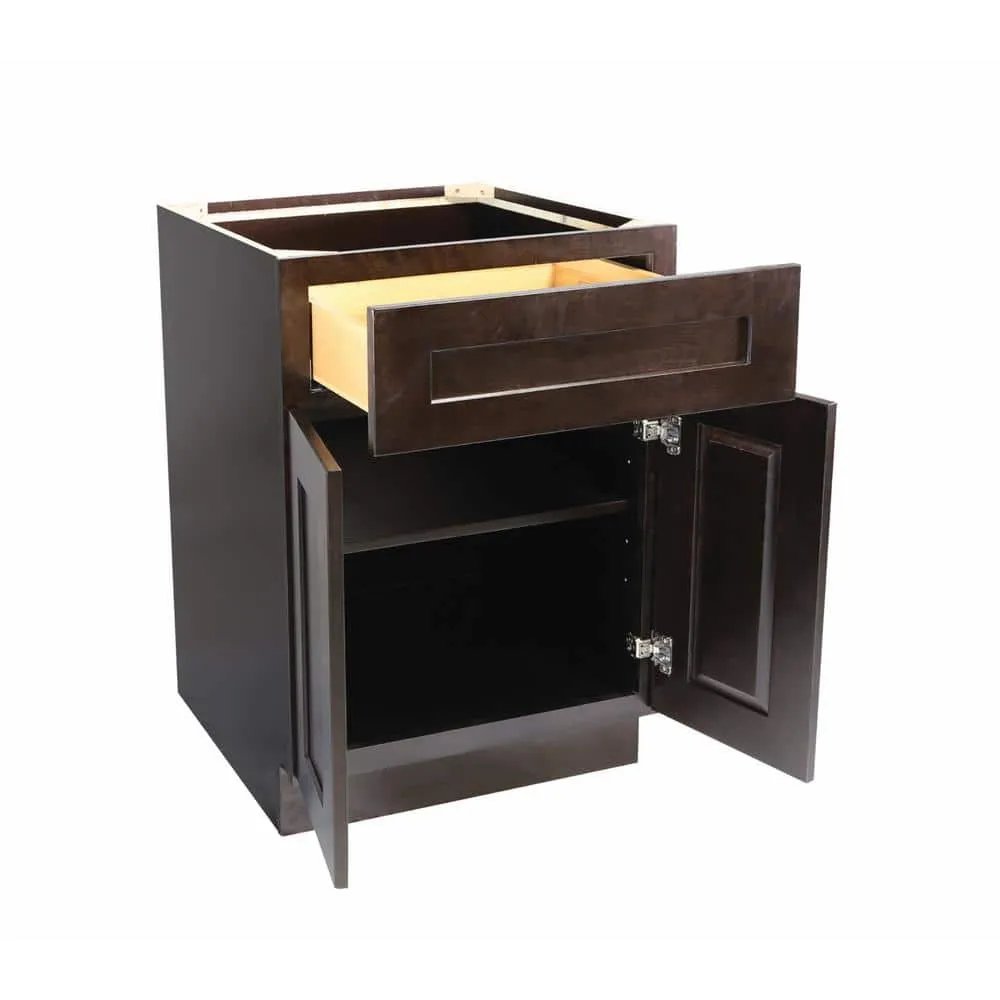 Design House Brookings Solid Wood Ready to Assemble Shaker 24 in. x 34.5 in. x 24 in. 2 Door 1Drawer Base Kitchen Cabinet in Espresso, photo 11 of 15