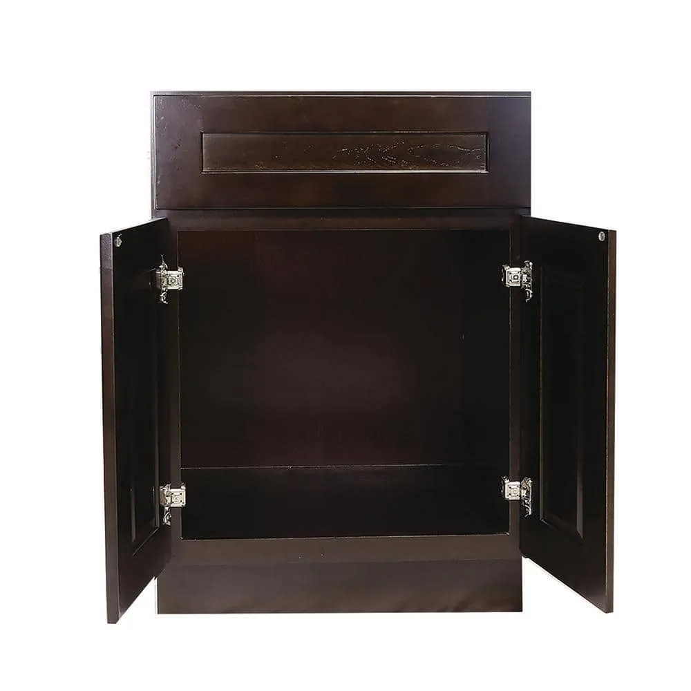 Design House Brookings Solid Wood Ready to Assemble Shaker 24 in. x 34.5 in. x 24 in. 2 Door 1Drawer Base Kitchen Cabinet in Espresso, photo 9 of 15