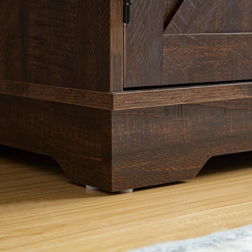 FUNKOL 31.5in x 15.75in x 31.5in Espresso MDF Ready to Assemble Kitchen Cabinet with 1 Barn Wood Cabinet Door and 9 Wine Racks, photo 5 of 8