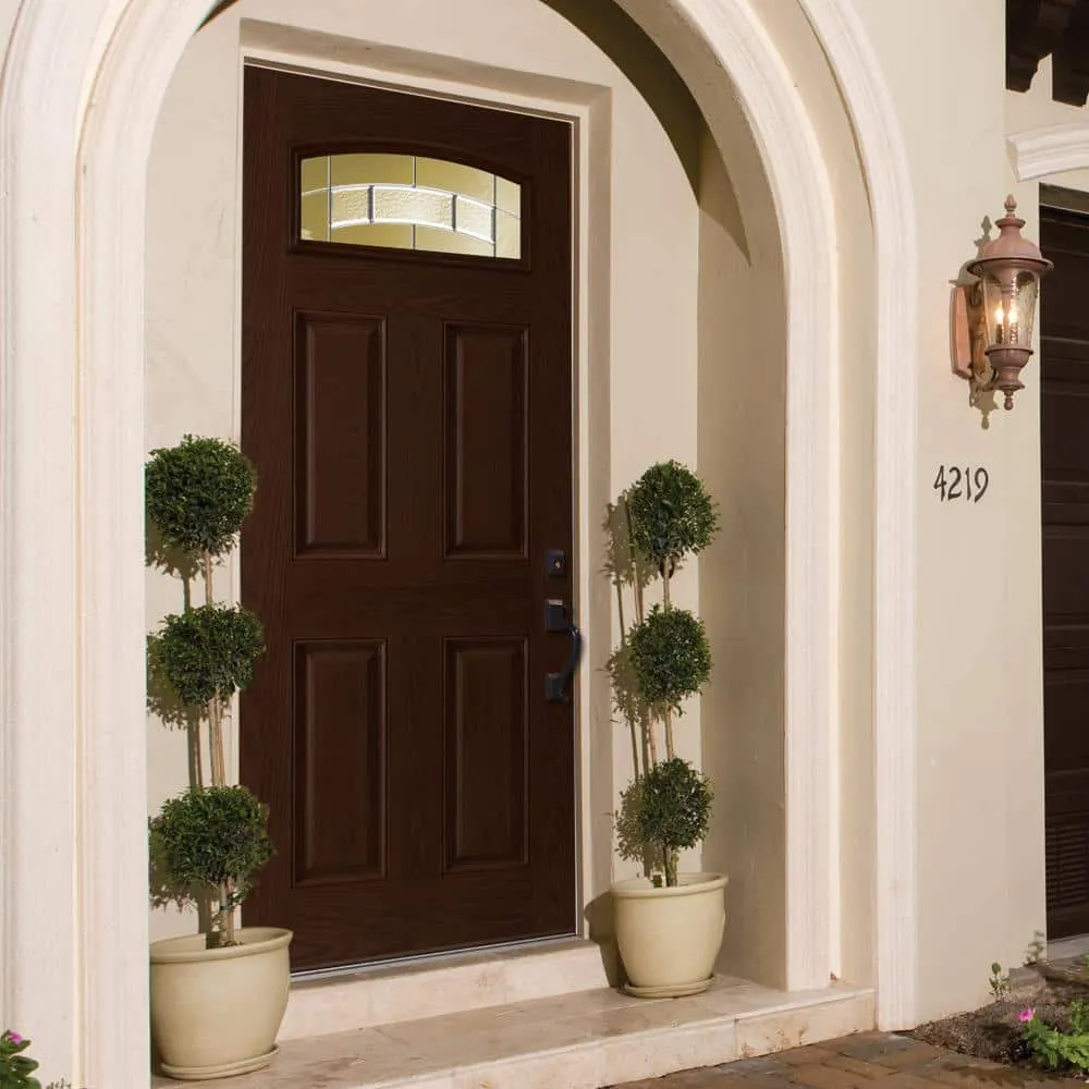 Masonite Croxley Camber Fan Lite 36 in. x 80 in. Right-Hand Oak Grain Espresso Finished Fiberglass Prehung Front Door (No Brickmold), photo 2 of 5