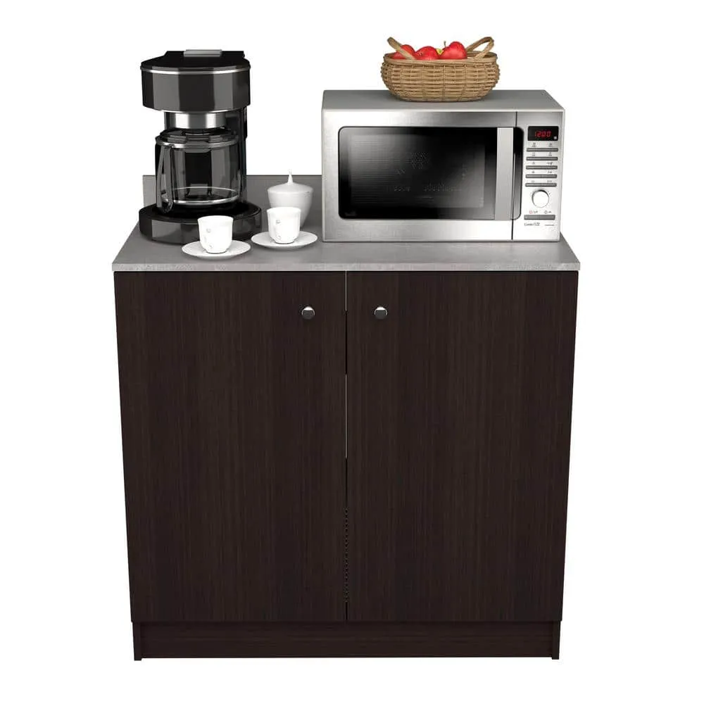 inval america LLC 36.02 in. W x 19.69 in. D x 34.06 in. H Espresso/Stone Finish Ready to Assemble Wood Breakroom Base Kitchen Cabinet, photo 5 of 9