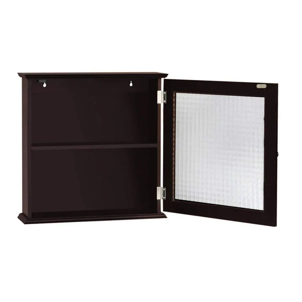 Teamson Home Chesterfield 18.5 in. W x 18.5 in. H x 5.5 D Removable Wooden Medicine Cabinet with Waffle Glass Door- Espresso, photo 6 of 8