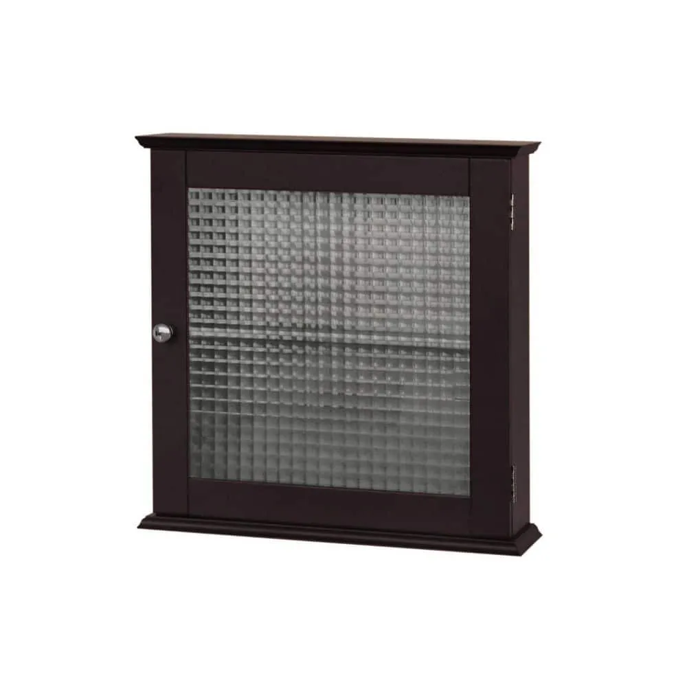 Teamson Home Chesterfield 18.5 in. W x 18.5 in. H x 5.5 D Removable Wooden Medicine Cabinet with Waffle Glass Door- Espresso, photo 7 of 8
