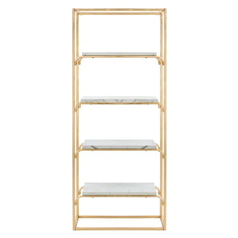 Fiora Gold/White Metal Etagere, 4-Tier, 30 × 14 × 72 in