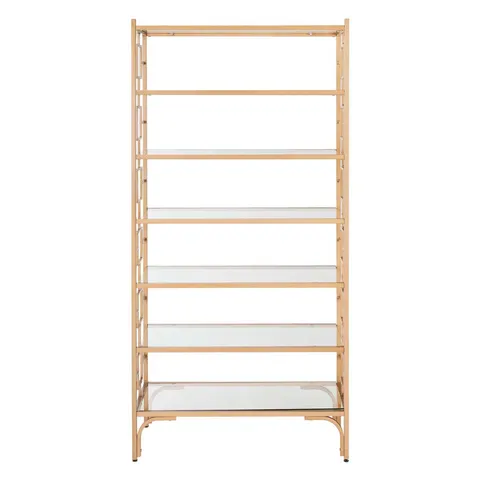 Brooklyn Gold/Clear Metal Etagere, 7-Tier, 36 × 16 × 72 in