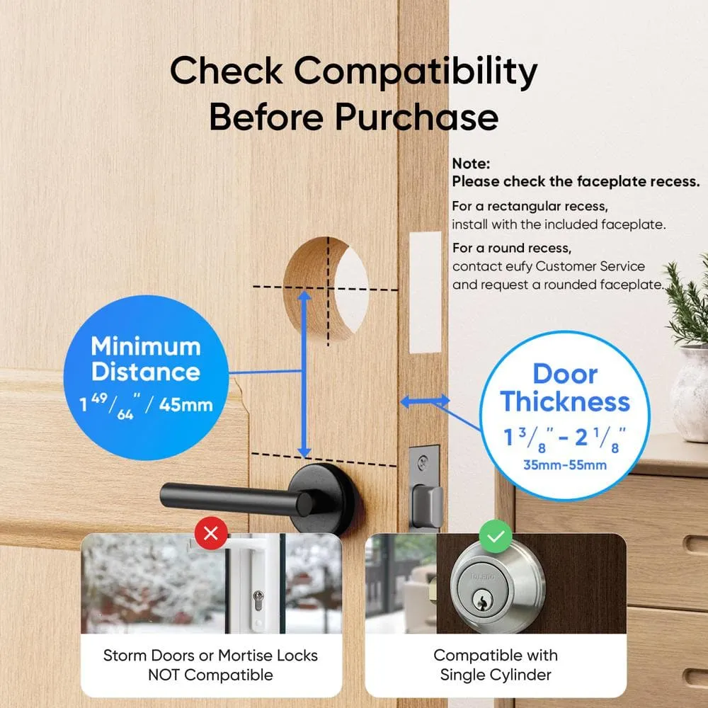 eufy Security E330 Black Video Smart Lock WiFi 3-in-1 Camera, Doorbell, and Fingerprint Keyless Entry Door Lock with Built-In Chime, photo 5 of 11