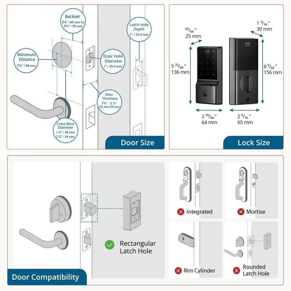 eufy Security C210 Black Smart Lock Wi-Fi with 5-in-1 Ways to Unlock by Mobile App, Keypad, Key, Apple Watch and Smart Assistants, photo 12 of 12