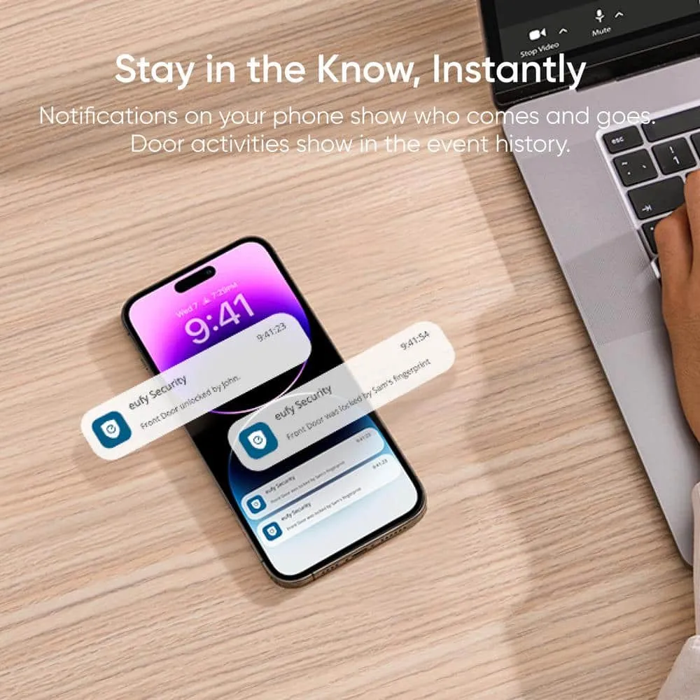 eufy Security C210 Black Smart Lock Wi-Fi with 5-in-1 Ways to Unlock by Mobile App, Keypad, Key, Apple Watch and Smart Assistants, photo 6 of 12