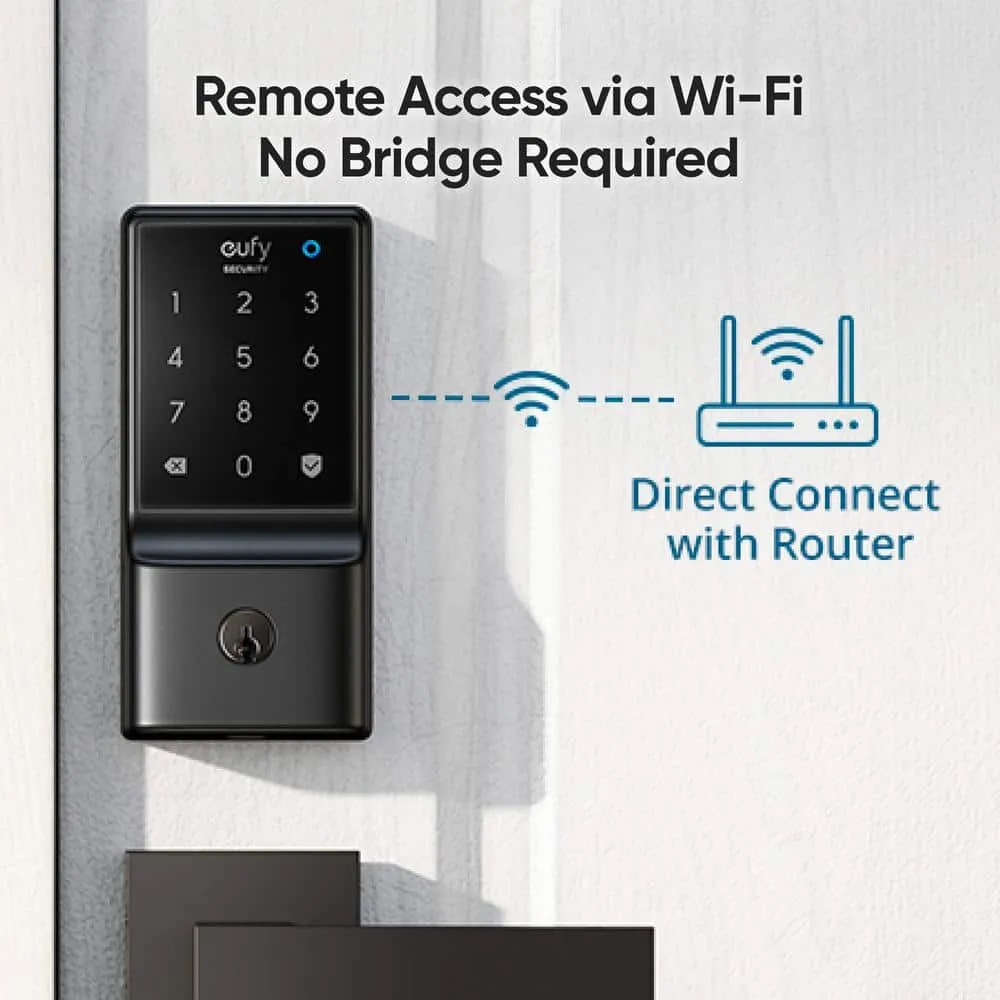 eufy Security C210 Black Smart Lock Wi-Fi with 5-in-1 Ways to Unlock by Mobile App, Keypad, Key, Apple Watch and Smart Assistants, photo 11 of 12