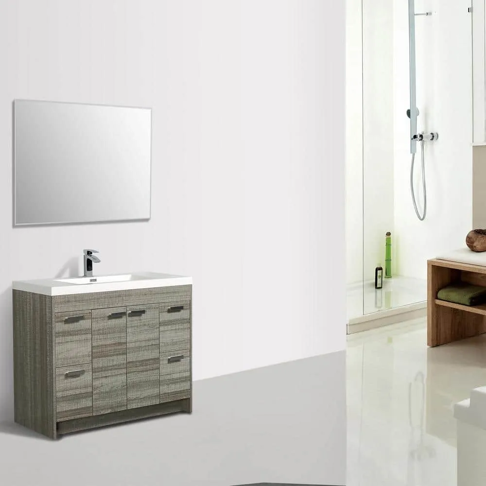 Eviva Lugano 42 in. W x 19 in. D x 36 in. H Single Bath Vanity in Ash with White Acrylic Top and White Integrated Sink, photo 3 of 3