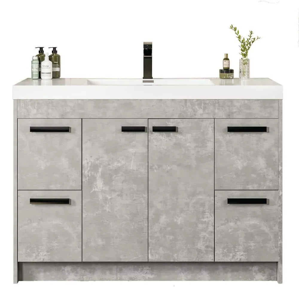 Eviva Lugano 42 in. W x 19 in. D x 36 in. H Single Bath Vanity in Cement Gray with White Acrylic Top and White Integrated Sink, photo 2 of 3