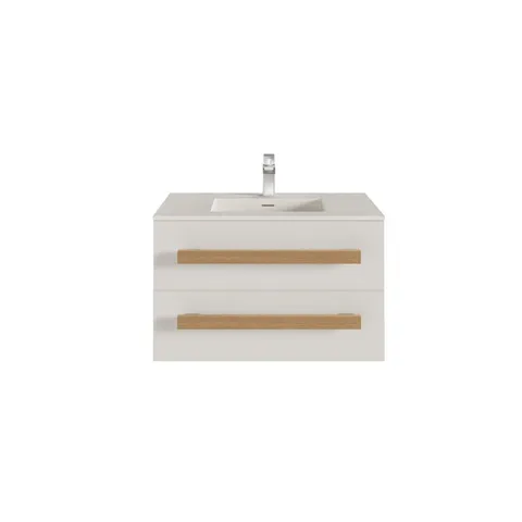 32-in Floating White Vanity with Solid Surface Top & Integrated Sink