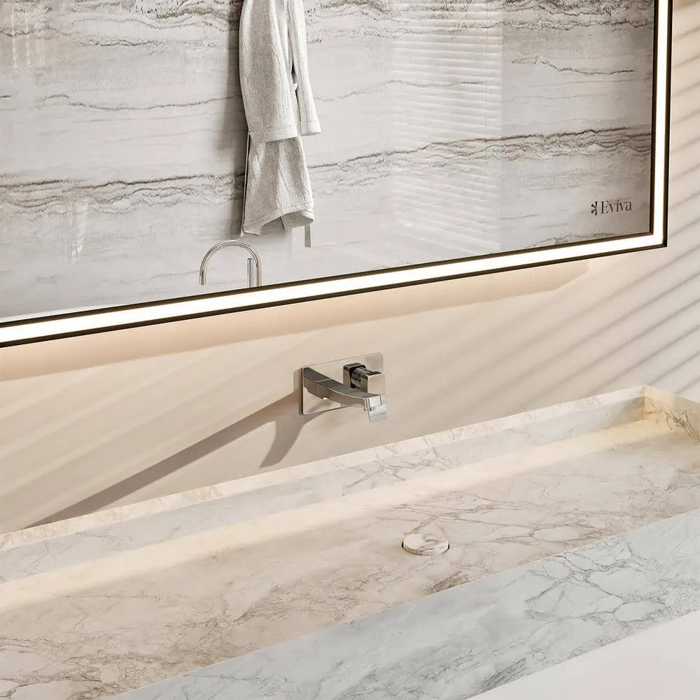 Eviva Fritti 36 in. W x 19 in. D x 12.5 in. H Bathroom Vanity in White with White Carrara Marble Top with Trough Sink, photo 4 of 4