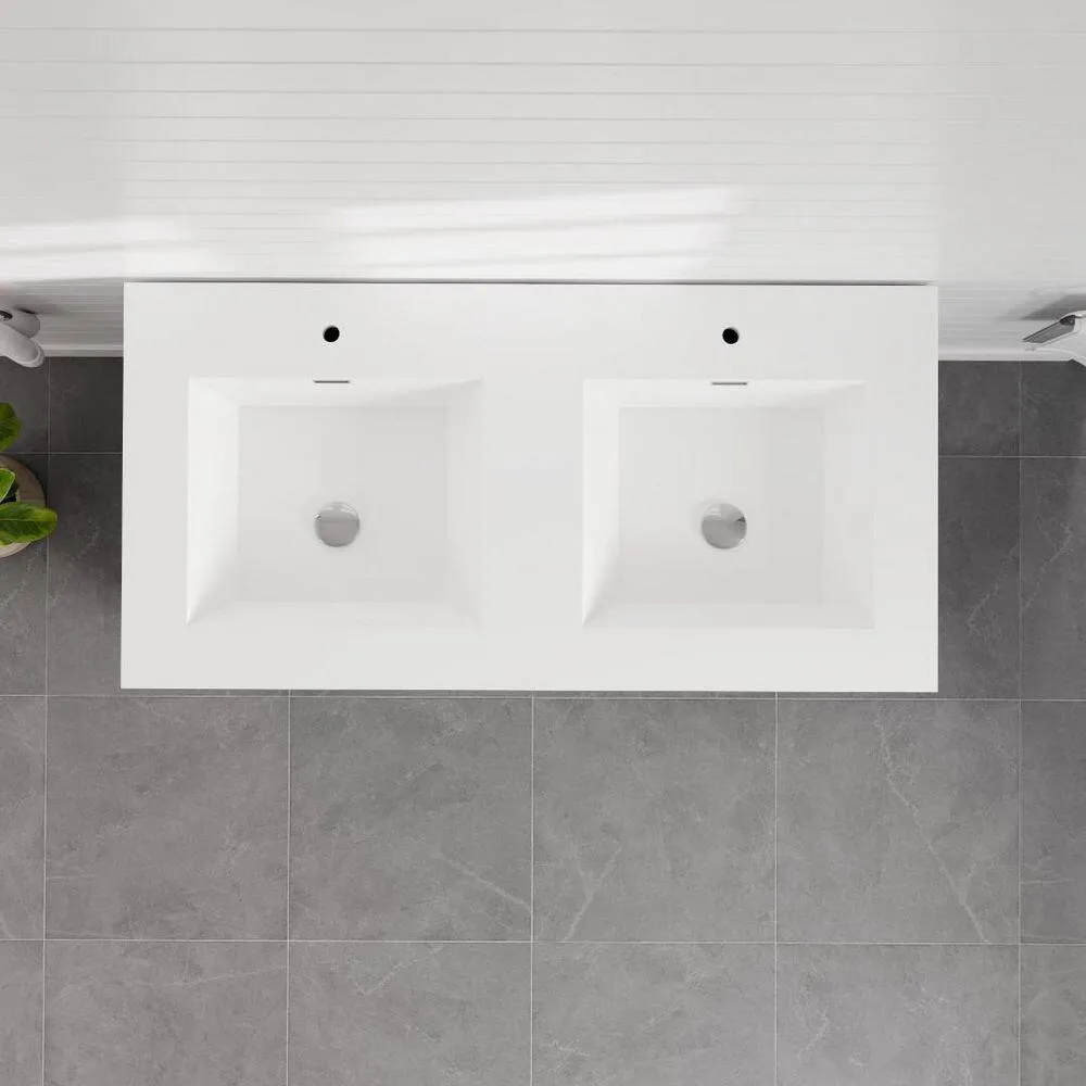 Eviva Lugano 48 in. W x 19 in. D x 36 in. H Double Bath Vanity in Cement Gray with White Acrylic Top and Integrated Sinks, photo 3 of 8