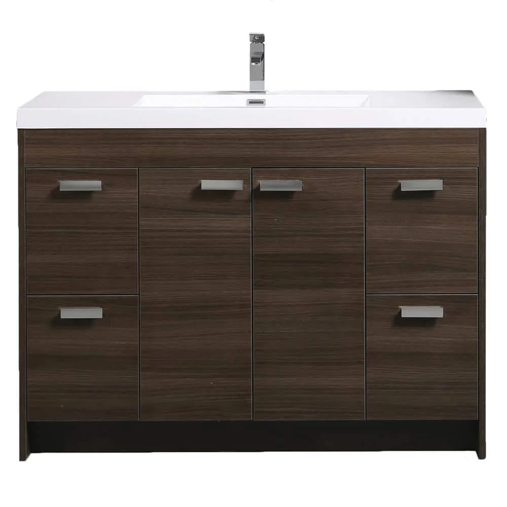 Eviva Lugano 48 in. W x 19 in. D x 36 in. H Single Bath Vanity in Gray Oak with White Acrylic Top and White Integrated Sink, photo 2 of 3