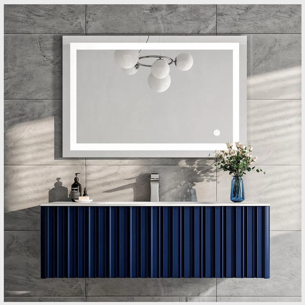 Eviva Dolce 48 in. W x 20 in. D x 14 in. H Single Bath Vanity in Blue with White Solid Surface Top with White Integrated Sink, photo 2 of 3