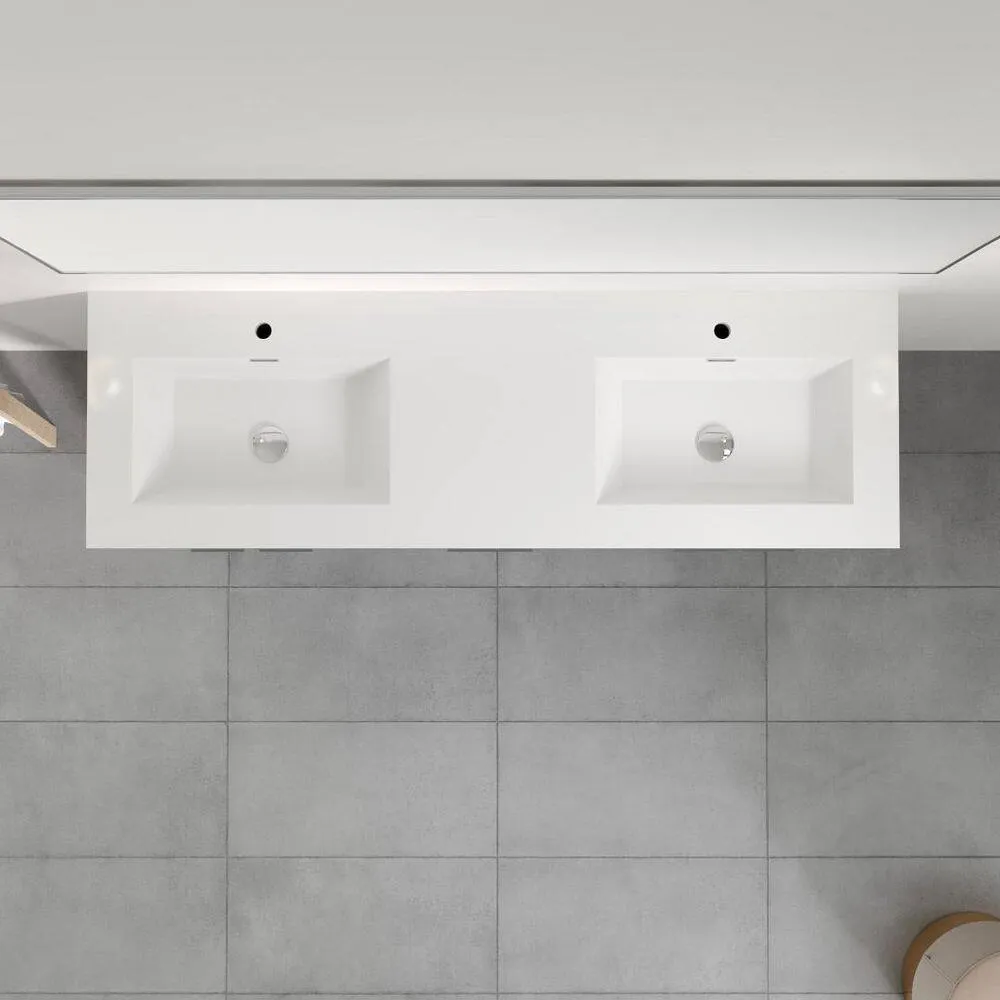 Eviva Lugano 60 in. W x 19 in. D x 36 in. H Double Bath Vanity in Gray with White Acrylic Top and Integrated Sinks, photo 4 of 8