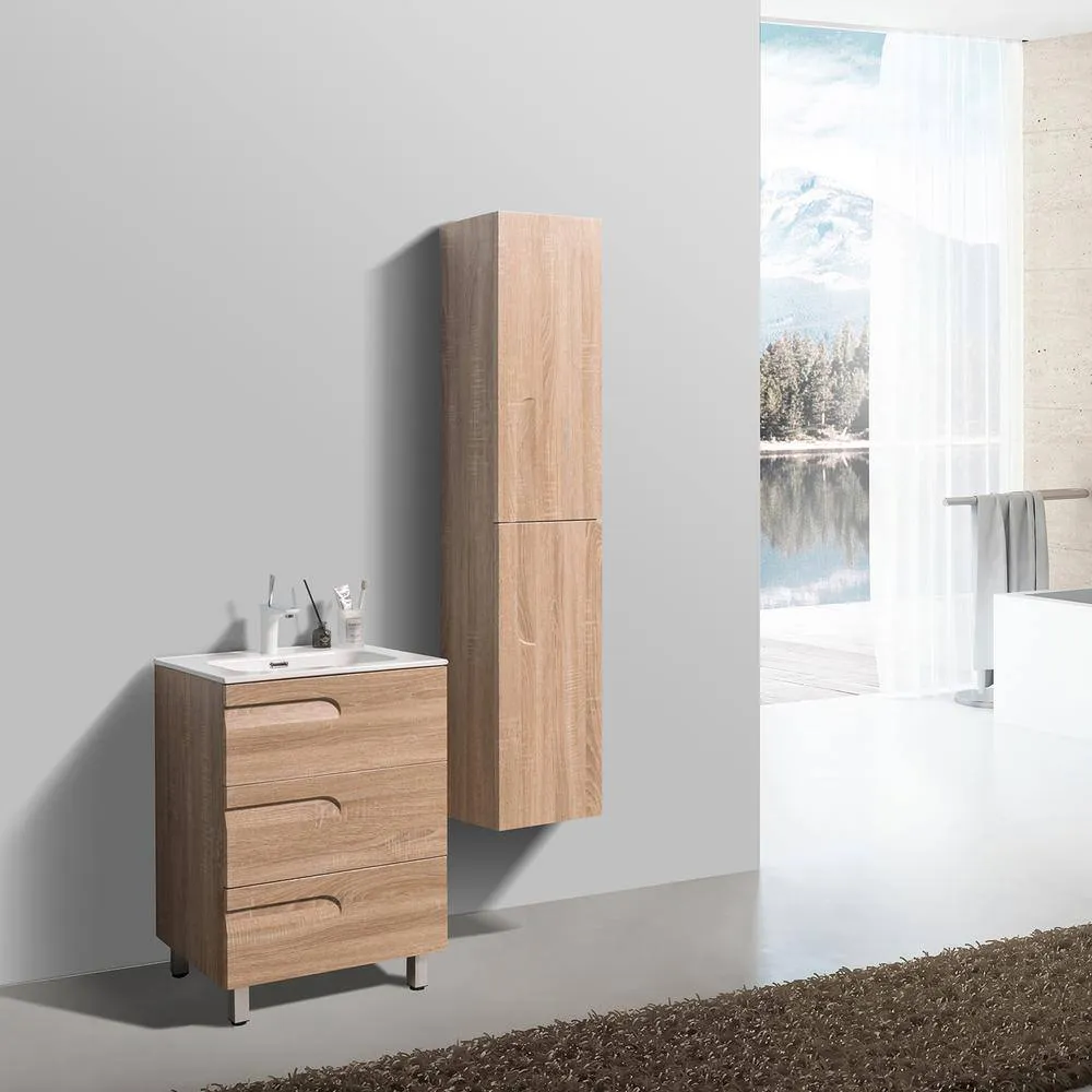 Eviva Joy 24 in. W x 18 in. D x 34 in. H Bathroom Vanity in Maple with White Porcelain Top with White Integrated Sink, photo 3 of 3