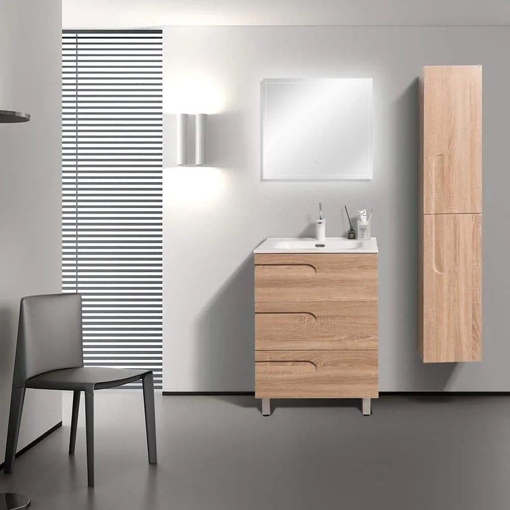 Eviva Joy 24 in. W x 18 in. D x 34 in. H Bathroom Vanity in Maple with White Porcelain Top with White Integrated Sink, photo 2 of 3