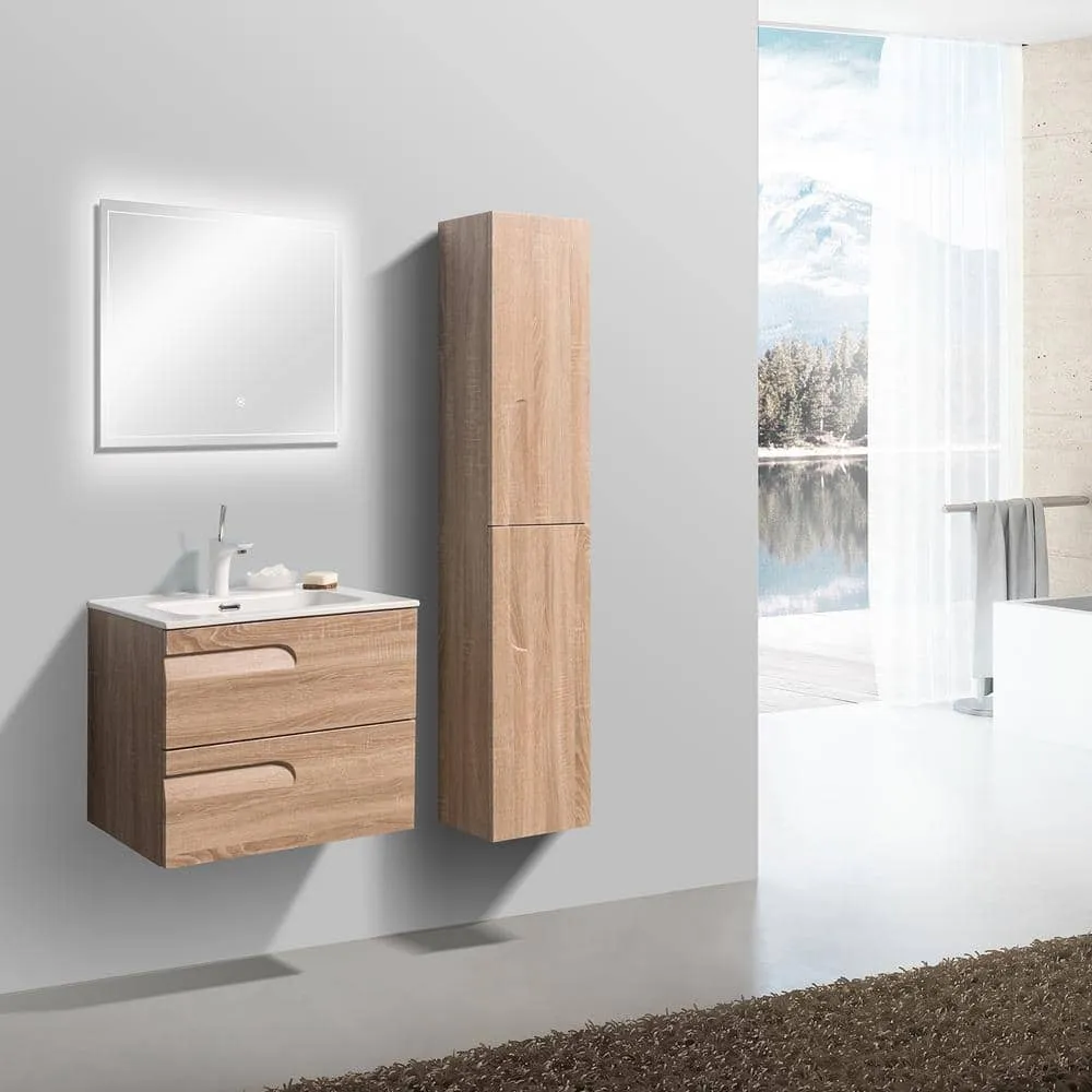 Eviva Joy 24 in. W x 18 in. D x 21 in. H Floating Bathroom Vanity in Maple with White Porcelain Top with White Sink, photo 3 of 3