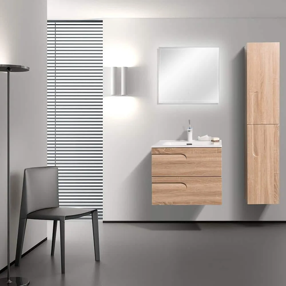 Eviva Joy 24 in. W x 18 in. D x 21 in. H Floating Bathroom Vanity in Maple with White Porcelain Top with White Sink, photo 2 of 3