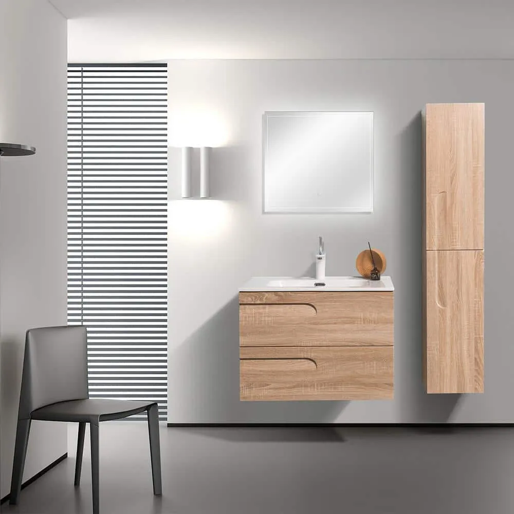 Eviva Joy 28 in. W x 18 in. D x 21 in. H Floating Bathroom Vanity in Maple with White Porcelain Top with White Sink, photo 2 of 3